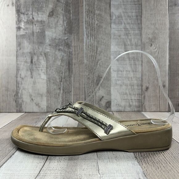Minnetonka Women's Silverthorne Thong Sandals Flip Flops Leather Gold Size 9 - Picture 8 of 13